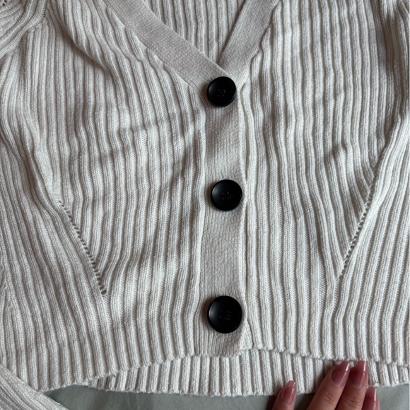 ASOS White Ribbed Sweater with Black Buttons - Picture 3 of 4